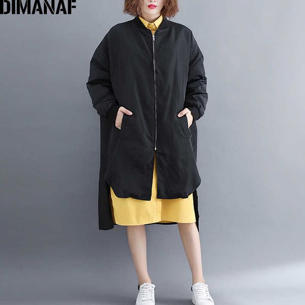 

autumn winter outerwear women jacket coat big sizes zipper cardigan female clothes loose oversized overcoat black 210531, Black;brown