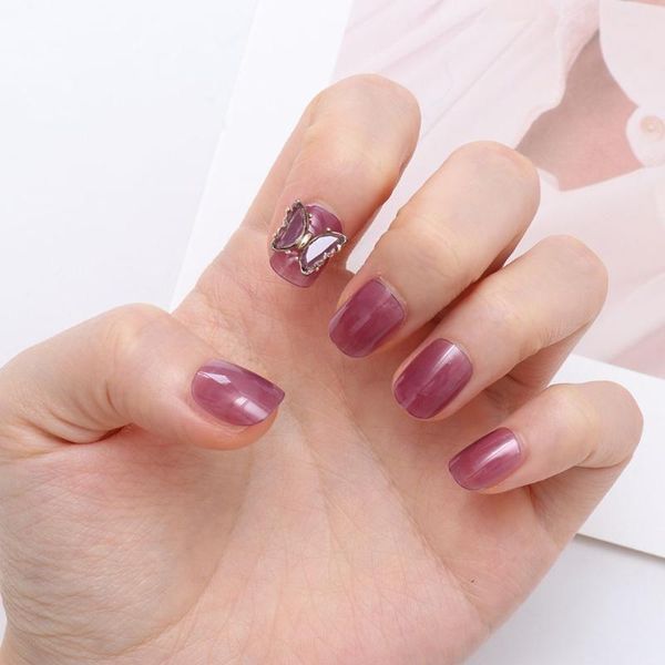 

false nails fashion butterfly full cover bow fake nail artificial french, Red;gold