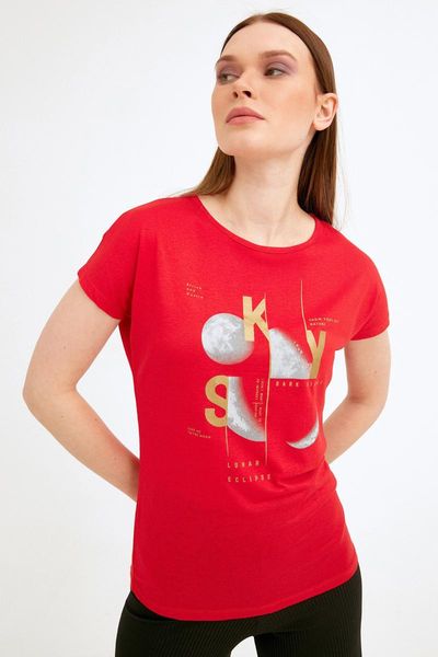 

women's t-shirt women printed red moon sport stylish 2021 fashion, White