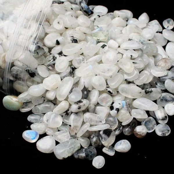 100g Natural Moonstone Tumbled Stones Fish Tank Cascle Planting Decor