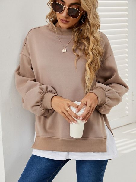 

drop shoulder split hem 2 in 1 sweatshirt f0mg#, White;black