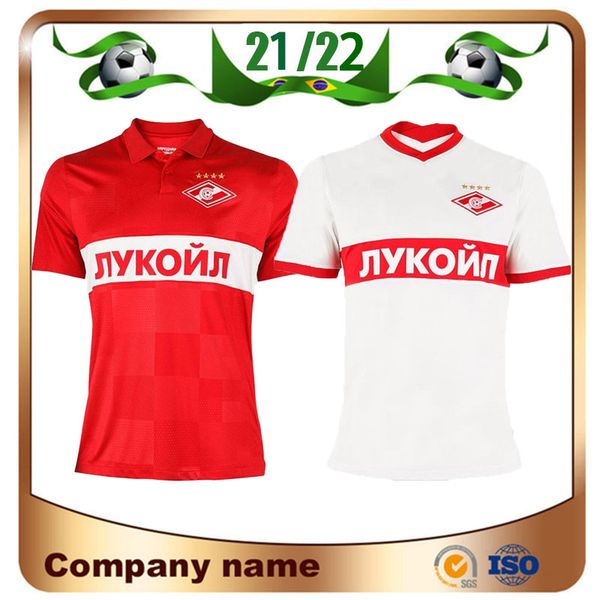 

21/22 spartak moscow soccer jersey 2021 home red promes bakaev zobnin schÃ¼rrle dzhikiya shirts away white football uniforms, Black;yellow