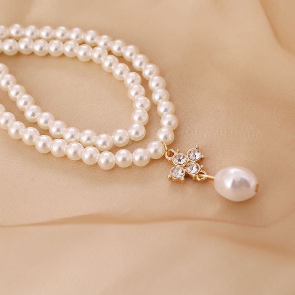 

diamond pearl versatile clavicle chain creative necklace jewelry wedding party charm, Silver
