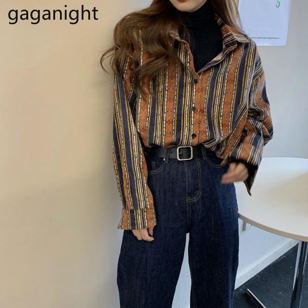 

women's blouses & shirts gaganight vintage women blouse spring autumn fashion lady striped long sleeve turn down collar chic blusas ou, White