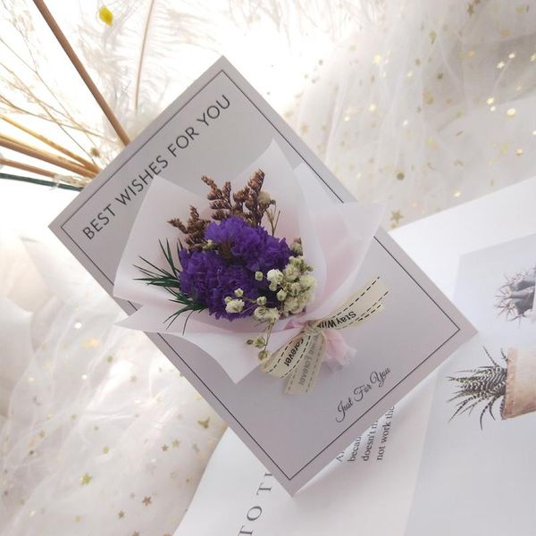 

other arts and crafts natural dried flowers greeting card gypsophila rose small bouquet gift box valentine's day message mini flower