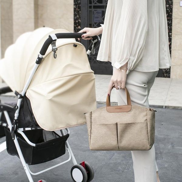 

fashion portable diaper bag multi pockets oxford women handbag waterproof solid color maternity 2 hooks bags