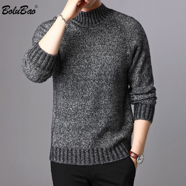 

bolubao brand men's slim sweaters men quality solid color cotton pullover male slim fit wild turtleneck sweater 210518, White;black