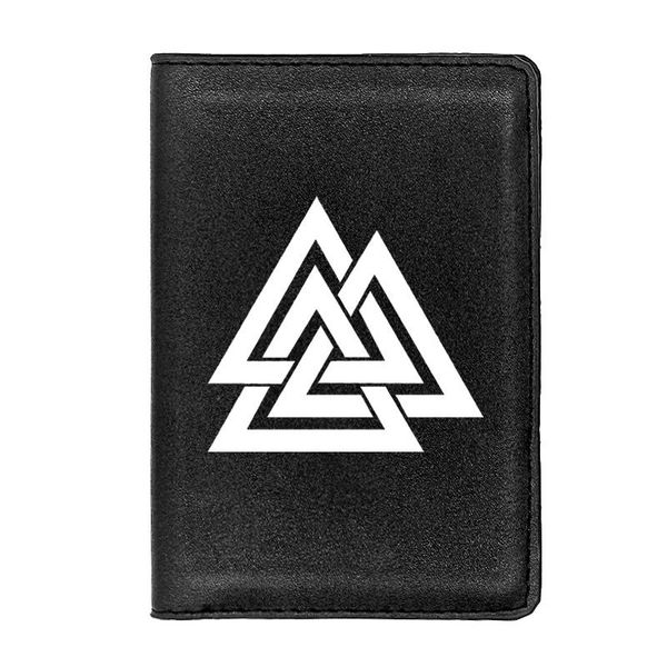 

card holders mysterious viking triangle printing passport cover holder id case travel leather wallet, Brown;gray