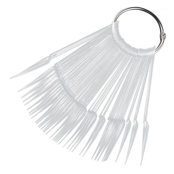 

40pcs sharp fan shaped nail art false tips polish gel color practice display showing card sticks manicure tool transparent1