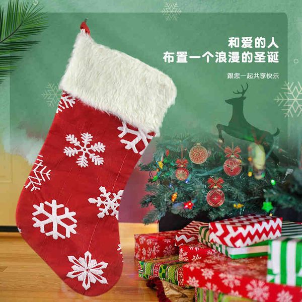 

christmas large socks decorations red and white pendant gift bag gift bag