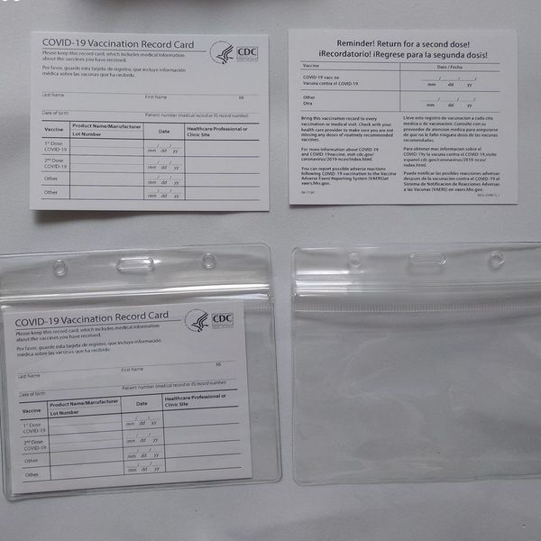 

20pcs cdc paper cards 4*3 inches 10*7.6cm business card files waterproof protector holder bags office & school supplies immunization report
