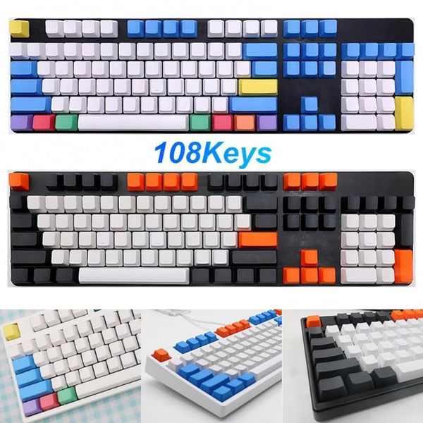 

keyboards universal mechanical keycaps 108pcs pbt lightproof no letters key caps replacement for cherry mx keyboard