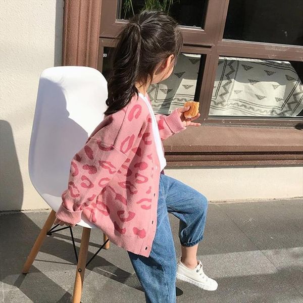 

toddler girl sweater spring children knitted cardigans coats princess pink leopard cashmere sweaters mother baby knit jackets, Blue