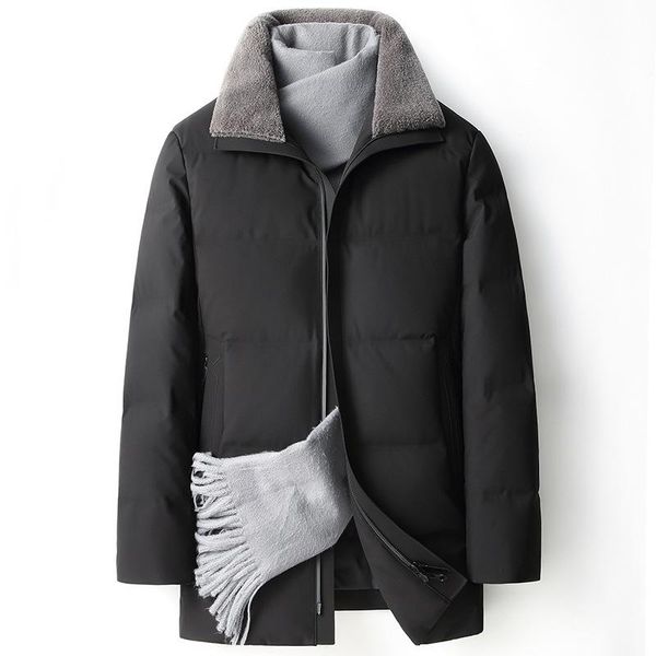 

men's down & parkas 2021 turn wool collar chaquetas plumas para hombre, Black