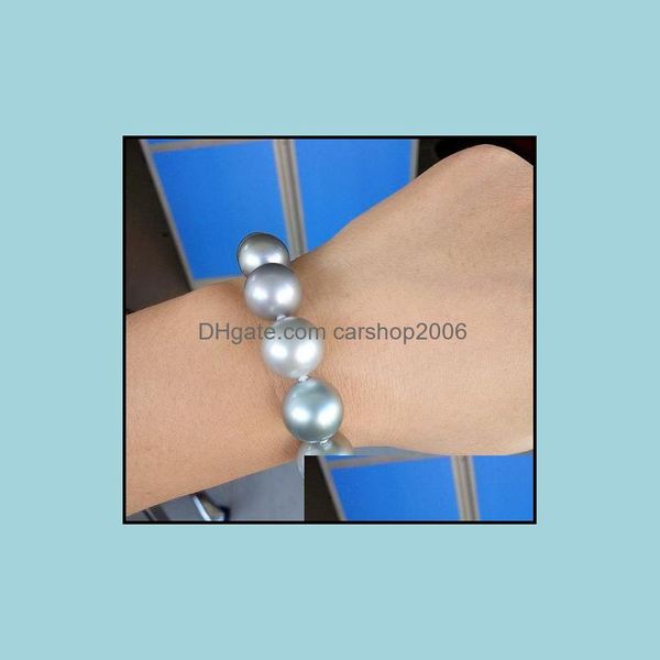 Minchadas, fios pulseiras de joias impressionantes 11-12mm Sier South Sier Gray Pearl Bracelet 7,5-8 polegadas 14k Drop Gold Drop Delivery 2021 QNIMR