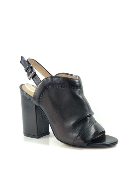 

sandals women's black leather thick high-heeled 18070