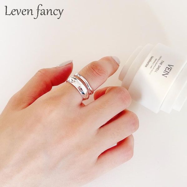 

cluster rings double spaced two bar ring in 925 sterling silver stack open adjustable for women and girls well polished shinny, Golden;silver
