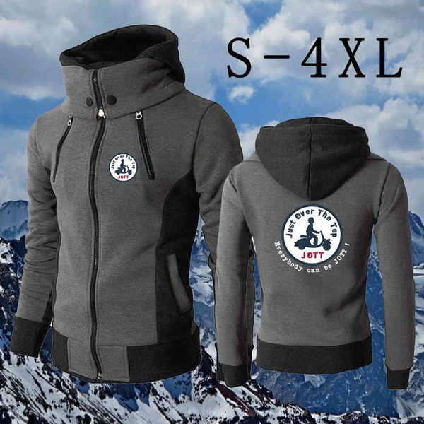 

men's thick jackets jott print double zipper man coats warm and windproof turtleneck work wear autumn/winter hooded male clothes, Black