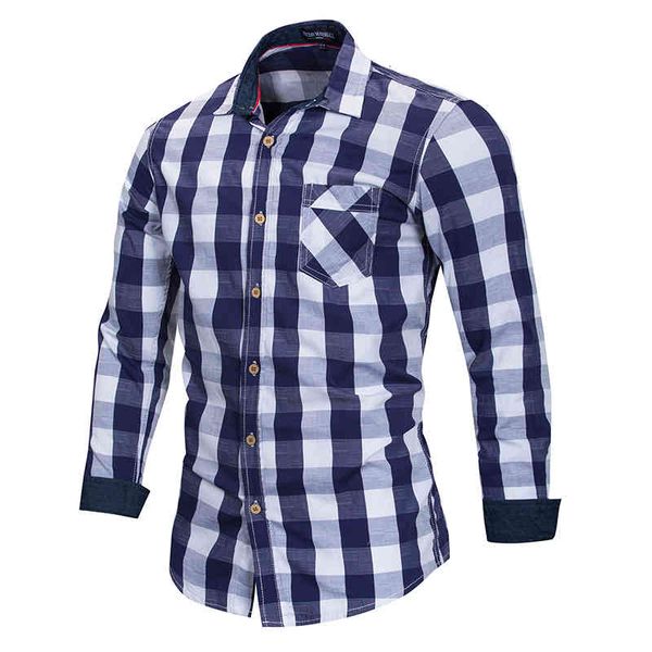 

men's casual shirts male plaid , european-size long sleeves, 100% lapel shirt, washed 0a5s, White;black