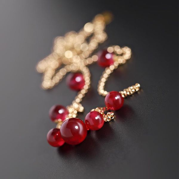 

chains daimi ruby necklace female 18k gold color treasure pendant niche designer customization, Silver