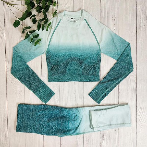 

yoga outfit ombre seamless set fitness suit sports women sportswear workout clothes for woman gym clothing athletic wear