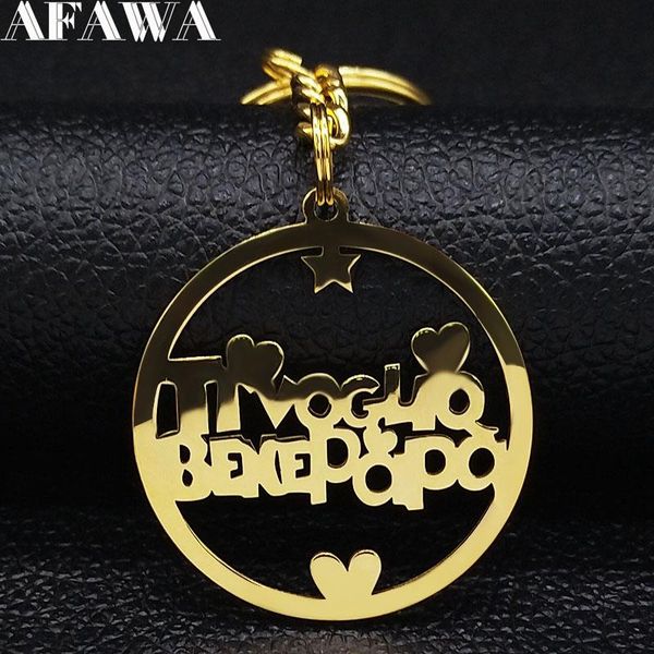 

keychains 2021 fashion ti voglia bene papa stainless steel keychain for men gold color key pendant jewelry llaveros para hombre k77613b, Silver