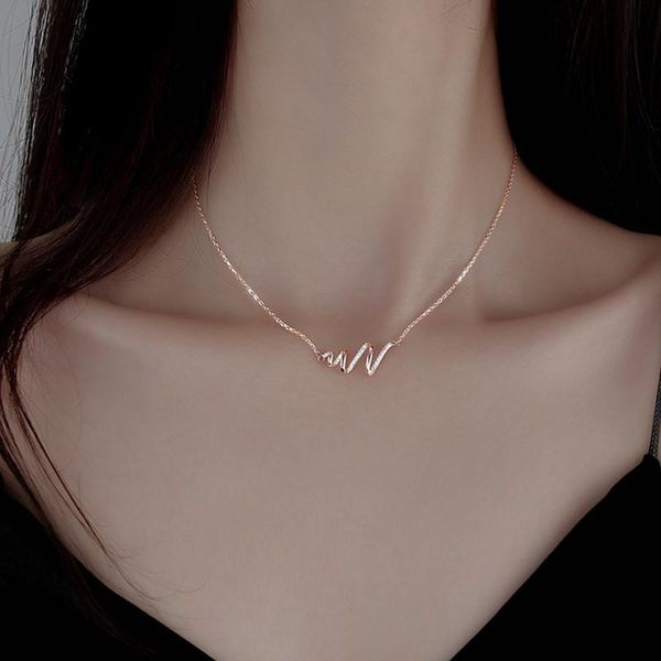

chains kik delicate jewelry wavy pendant necklace design one thin linck chain selling for women gifts, Silver