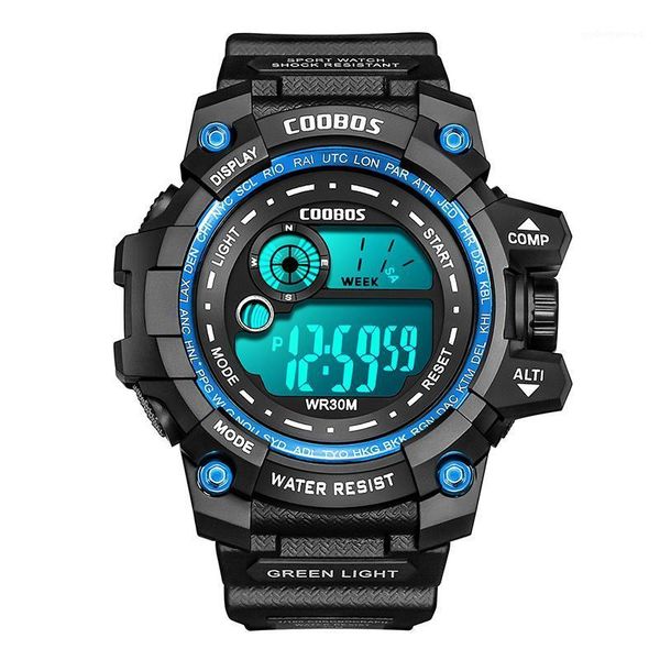 

wristwatches selling sports chronograph watch, multi-function waterproof luminous digital display male and female student watch, Slivery;brown