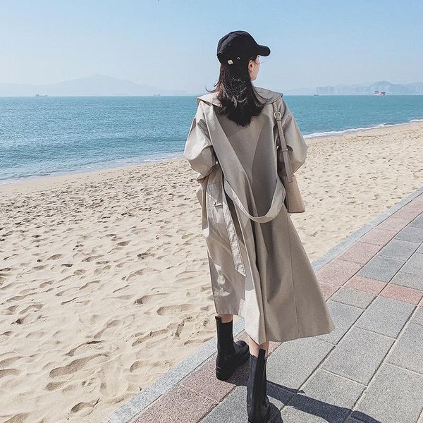 

spring changfengyi women's coat trench coats, Tan;black