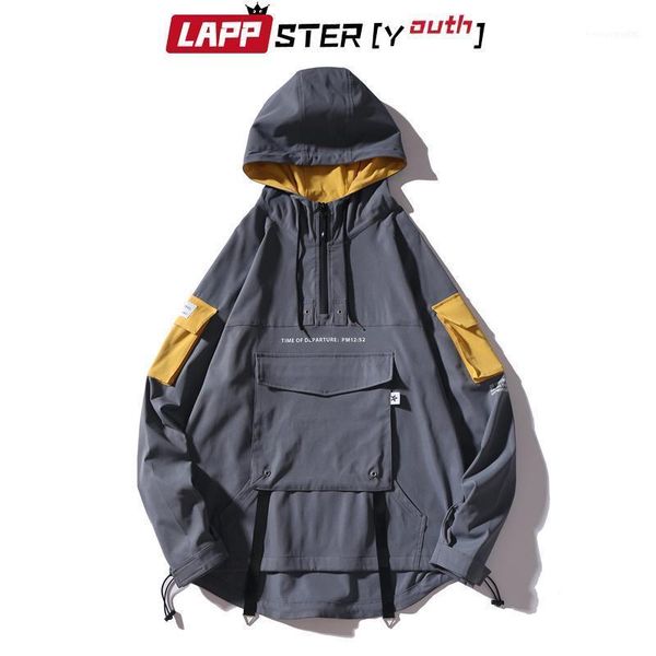 

men's jackets men's -youth men patchwork streetwear bomber jacket 2022 mens harajuku hooded coats male pockets korean windbreaker1, Black;brown