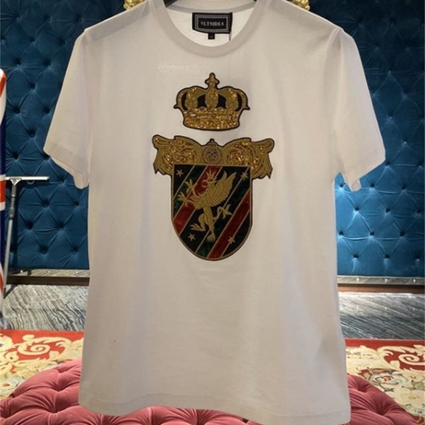 

t shirts 20ss brand fashion crown bradge gothic embroidery cotton tee for men, White;black