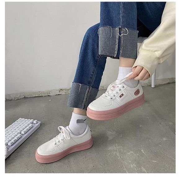 

students women round toe lace up durable soft flats shoes thick sole womens fashion casual shoes factory sale 35-40 in stock, Black