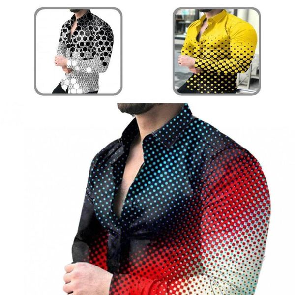 

men's casual shirts streetwear fabulous gradient men colorful shirt buttons for going out, White;black
