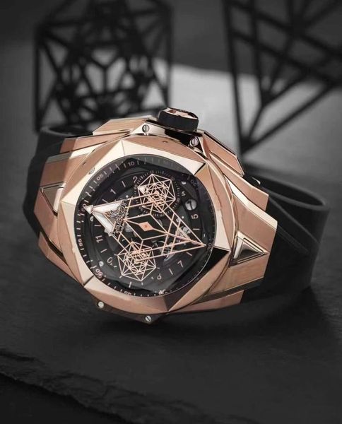 

wristwatches luxury men watches black rubber stainless steel bracelet quartz chronograph sapphire satch rose gold, Slivery;brown