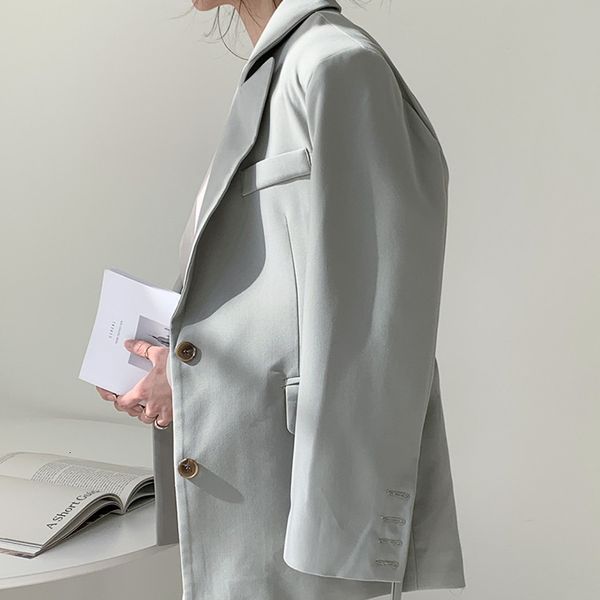 

suits autumn solid blazers women korean work wear formal blazer loose elegant ol suit collar jacket female with belt, White;black