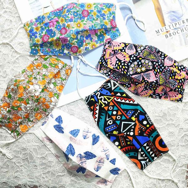 

washable thin double layer cotton mask adjustable printing stereo for men and women