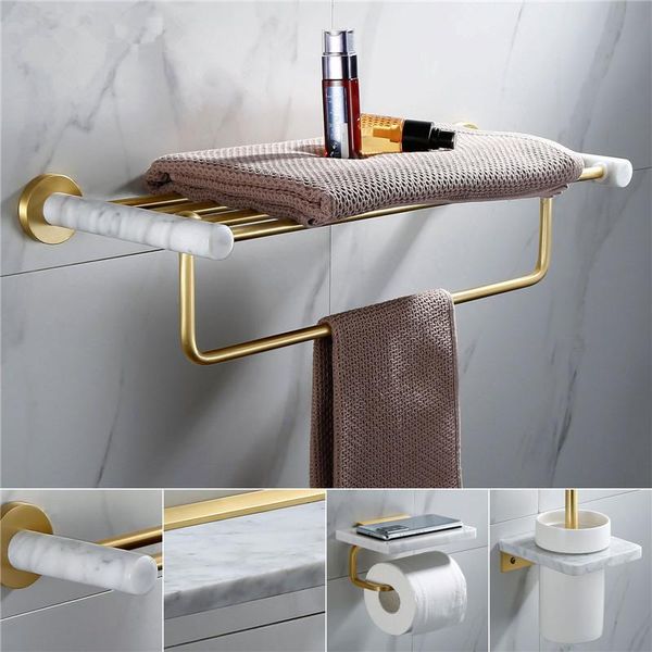 

bath accessory set bathroom accessories brushed gold toilet brush holder,corner shelf paper holder,towel holder marble hardware