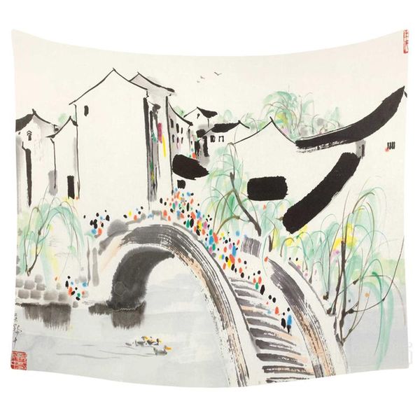 

tapestries jiangnan water town wall hanging bedroom living room home dorm decor