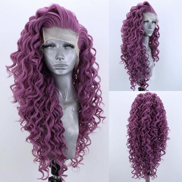 

synthetic wigs charisma long curly lace front wig heat resistant fiber hair side part for black women cosplay