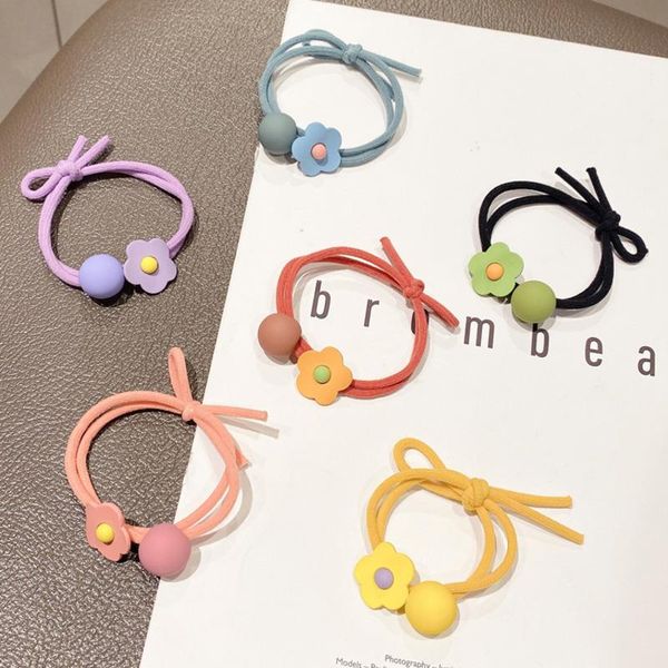 

xwen girls lovely flower hair bands headband small candy color elastic rubber band hairband kids sweet accessories, Slivery;white