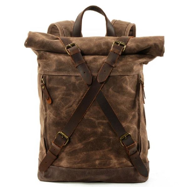 

backpack luxury vintage canvas backpacks for men oil wax leather travel large waterproof daypacks retro bagpack