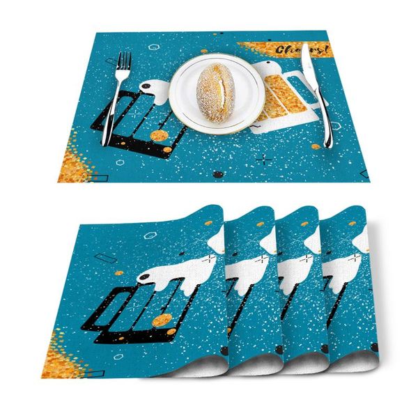 

table runner beer bubbles kitchen placemat for dining non-slip and heat-insulating mat decoration