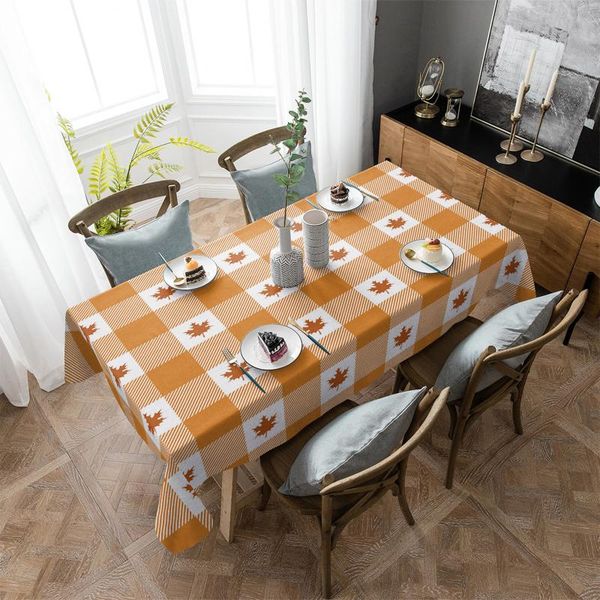 

table cloth autumn orange lattice tablecloth rectangular christmas dinning decor cover waterproof