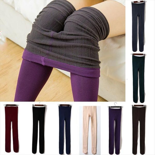 

winter skinny thick warm soft womens legging fleece lined thermal stretchy pants, Black
