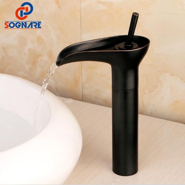 

bathroom sink faucets sognare waterfall black bronze copper tap basin retro mixer antique brass faucet cold