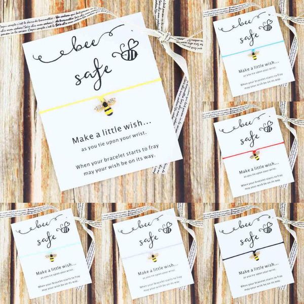 

charm bracelets bee safe bracelet cute lucky red string jewelry for women men friendship motivational gift, Golden;silver