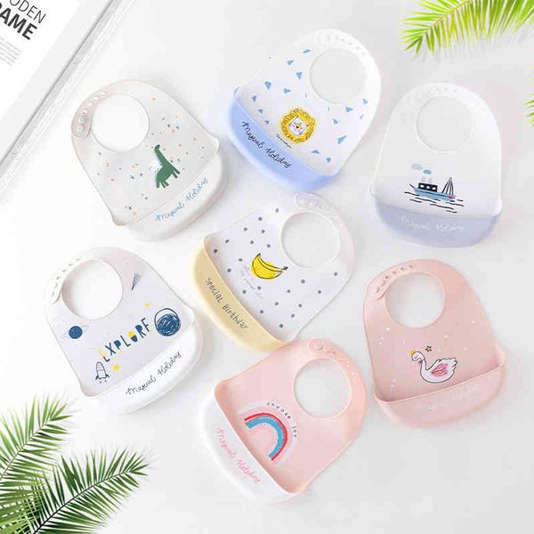 

baby silicone bib baby food bib children waterproof saliva pocket newborn food pocket washable can be customized
