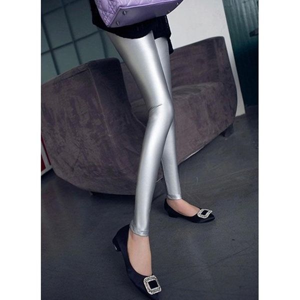 

women's leggings plus size low waist fitness legging femme leather glitter bodycon slim pu trousers women pants streetwear capris, Black