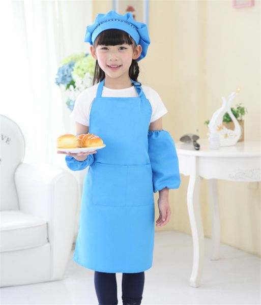 2021 12 Renkler Çocuk Çocuk Önlük Cep Mutfak Pişirme Pişirme Boyama Pişirme Sanat Önlüğü Çocuk Düz Önlük Mutfak