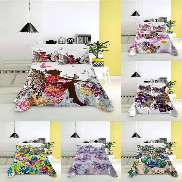 

sheets & sets nordic bedding set butterfly printed bed sheet girl double queen with case bedclothes 3-piece